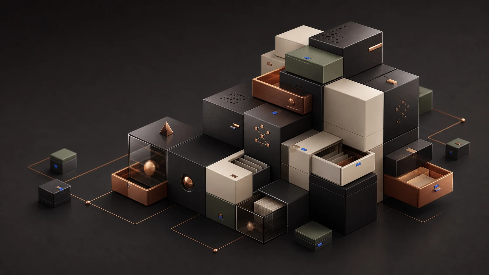 Isometric bounded knowledge blocks connected into a larger structure